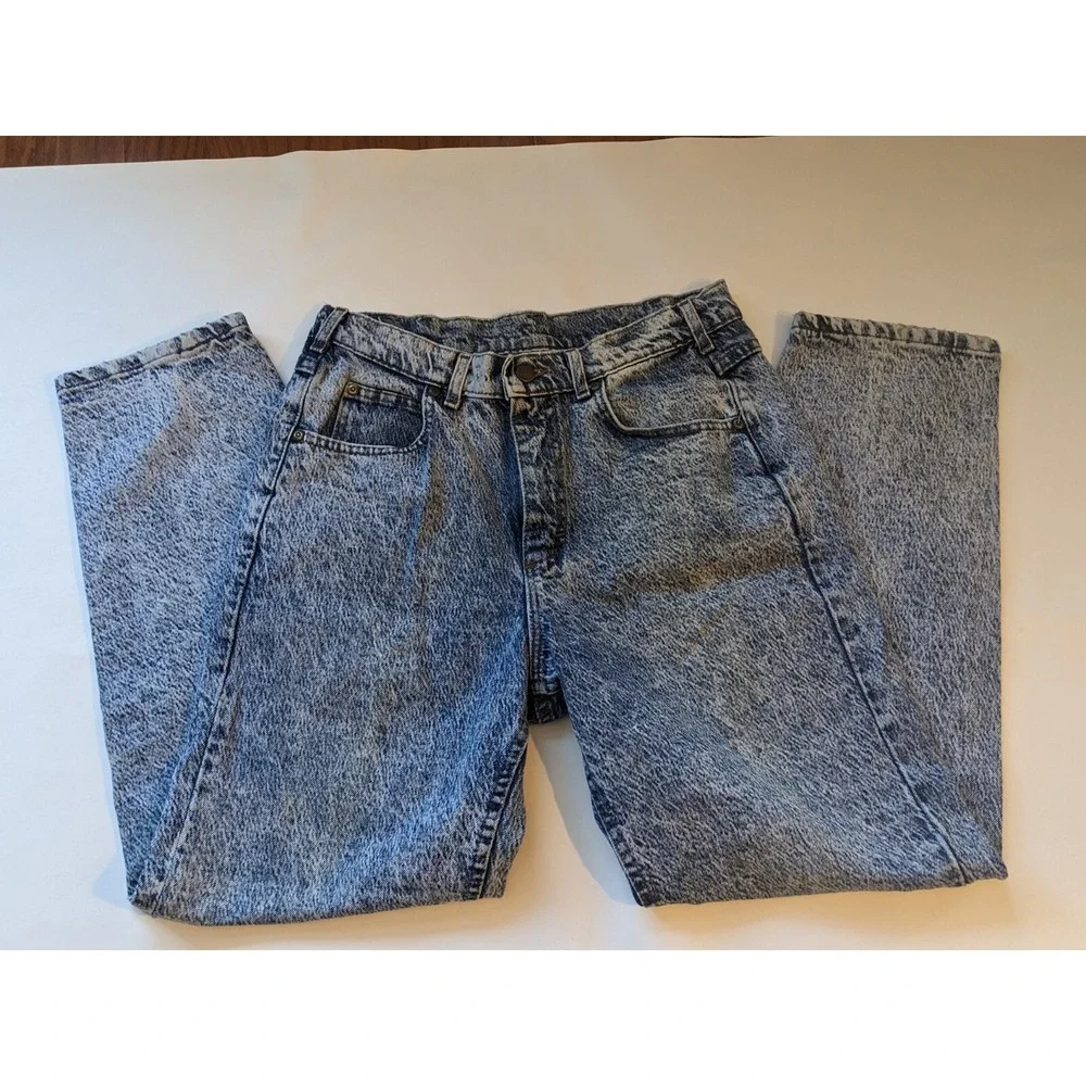 Vintage 1980 Lee Acid Wash Denim Jeans 33 x 30 Union Made Cotton USA 11454 B410